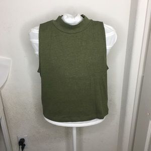 Olive mock neck tank